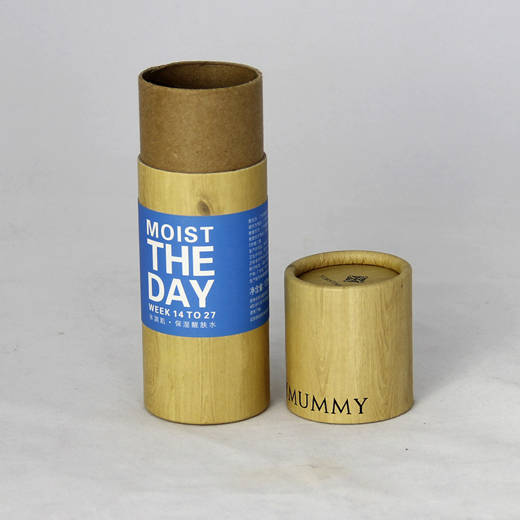 Bambu Desen Klasik Silindirik Kraft Kağıt Cilt Bakım Ürünleri için Ambalaj Olabilir
