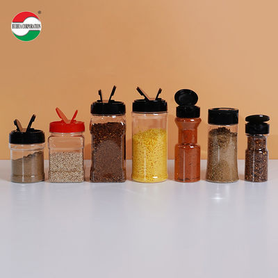 Food Grade Clear Plastic Can with Twist Lids Butterfly Open Lids for Seasoning Spice Salt Sugar