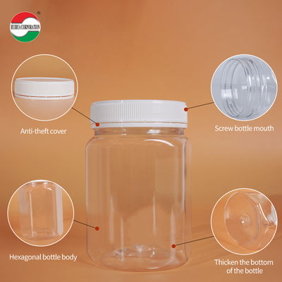 Wholesale 250g 500g 1000g Plastic Square Round Clear Bottle PET Material Food Grade Honey Container with Screw Cap Honey Jars