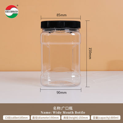 Clear Square Plastic Jar With Lids
