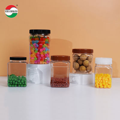 Clear Square Plastic Jar With Lids