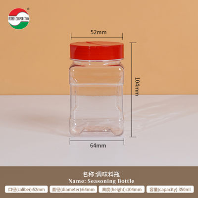Kitchen Plastic Food Grade PET Container For Spices Salt Shaker Jars And Spices Flip Top Shaker Bottles
