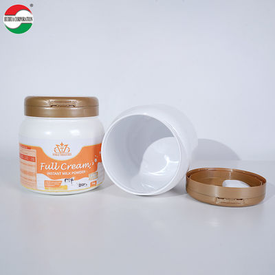 IML In Mould Label 1000ml 1100ml 2000ml 2200ml 2300ml 2600ml 4000ml White Plastic Can PET Jar with Aluminum Easy Open Lids Aluminum Gasket Screw Top Plastic Packaging for Milk Powder