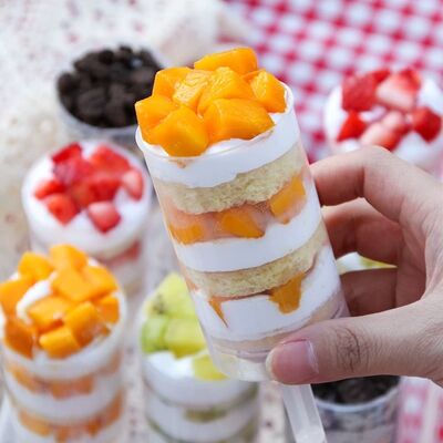 Food Grade Custom Push Pop Cake PET Tube Plastic Packaging Sushi Push Pop Container Cylinder Push Up Tube Packing