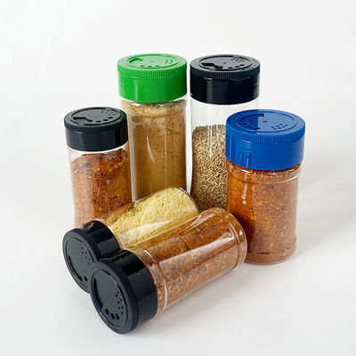 Factory Wholesale Customized PET Round Spice Jars Transparent Plastic Seasoning Bottles With Shaker Lids For Pepper And Salt