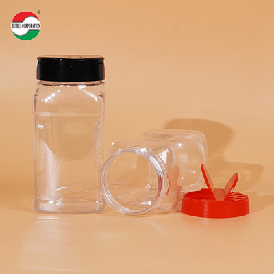 425ML Toptan Örnek Sağlanan Plastik Baharat Kavanozları Şişeler Kırmızı Siyah Kapaklı Konteynerler Baharat ve Tozları Depolamak İçin Mükemmel