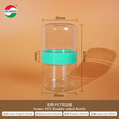 Food Grade PET Double Sided Bottle Clear Plastic Cylinder Clear Plastic Cylinder Screw Lid Easy Open End