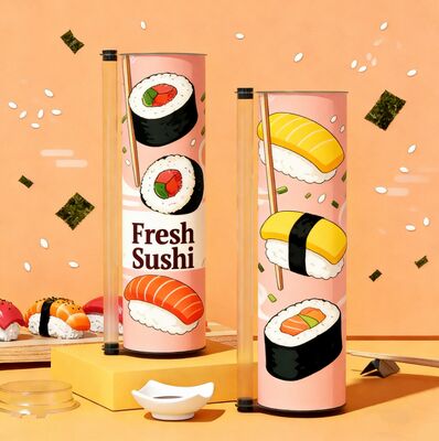 Food Grade Eco-Friendly Paper Tube Packaging for Sushi with Customized Logo and Soy Sauce Pipe