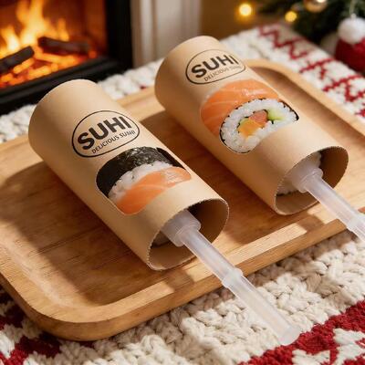 Gıda Sınıfı Çevre Dostu PP Plastik Paket Servis Suşi Kağıt Rulo İtme Pop Tüp Ambalaj Fırlatıcı Bardak Silindir Kapaklı Konteyner
