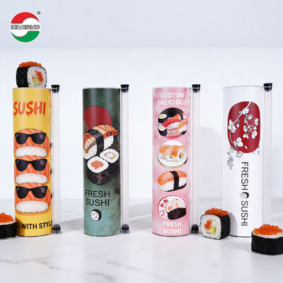 Restoranlar ve Toptan Satıcılar için Özel Baskı Sushi Kağıt Tüp Paketleme Sushi Push Up Kağıt Tüp