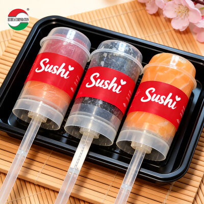 New Eco Friendly Clear PP Plastic To Go Sushi Roll Push Up Pop Tube Packaging Shooter Cup Cylinder Container With Cover
