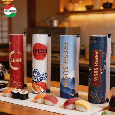 Yeni Tasarım Çevre Dostu Özel Basılı Gıda Derecesi Pop Push Sushi Toptan Satış Sushi Tüpleri için Geri Dönüştürülmüş El Yapımı Kağıt Malzemeleri