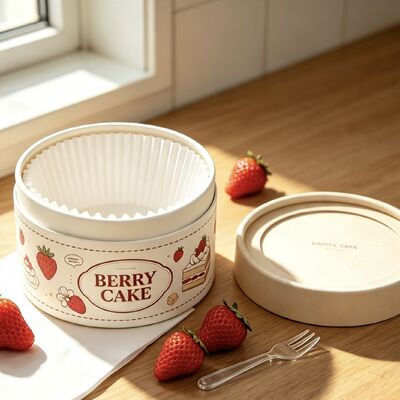 Özel Geri Dönüştürülebilir Gıda Sınıfı Karton Kutu Pişirme Tatlı Silindiri Tiramisu Cheesecake Kağıt Tüp Kek Ambalaj Kutusu