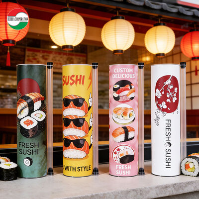 Custom Sushi Paper Tube Packaging – Eco-Friendly Round Paper Canister for Sushi Rolls & Takeaway Food