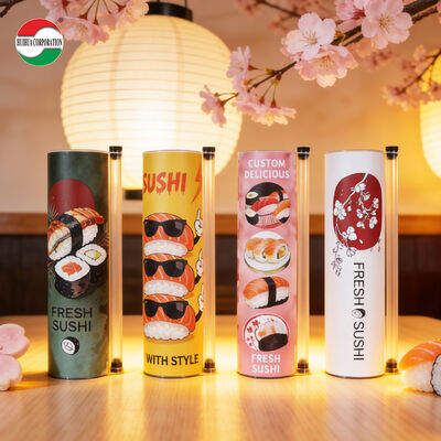 Sushi İçin Özel Kağıt Tüp Ambalaj – Sushi Ruloları ve Paket Servis Yiyecekleri İçin Çevre Dostu Yuvarlak Kağıt Kutu