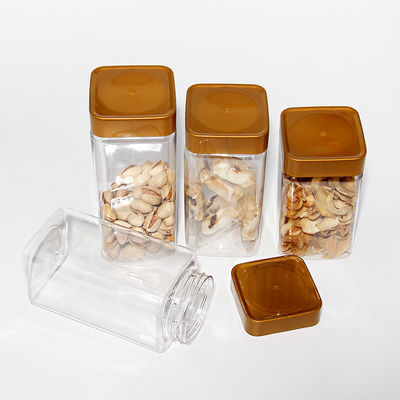 PET Şeffaf Boş BPA İçermeyen Saklama Kapları Vidalı Kapaklı Plastik Kare Kavanoz