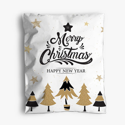 Çift Bantlı Noel Poli Kurye Nakliye Posta Paketleme Çantaları Logolu