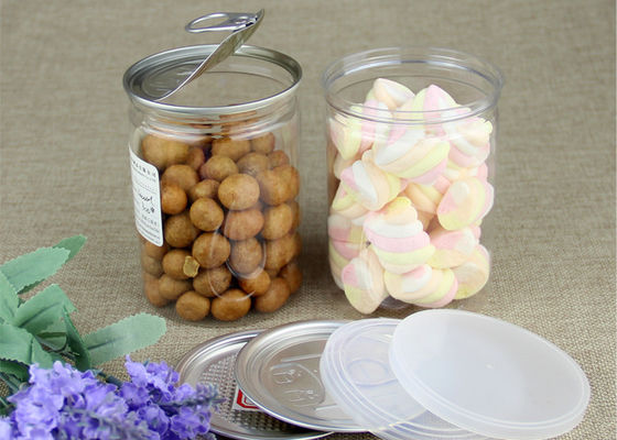 Gıda / Snacks Ambalaj İçin Alüminyum Kolay Açık Kapaklı Hava Geçirmez Şeffaf PET Kavanoz