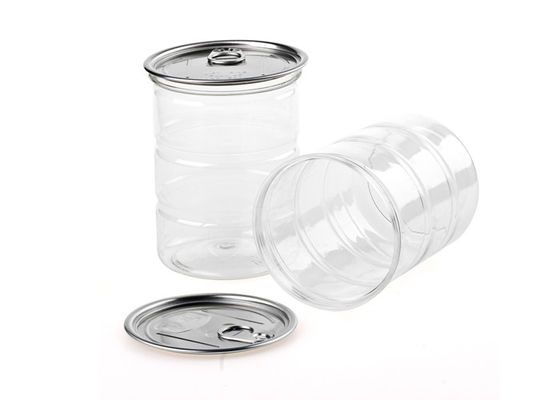 Isı koruma şeffaf plastik silindir PET kolay açık kapak konserve paketi