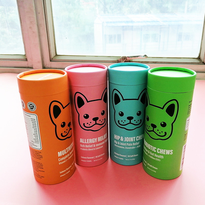 CMYK Pet Food Can Dog Cat Treat Packaging Round Composite Inner PET Plastic Jar